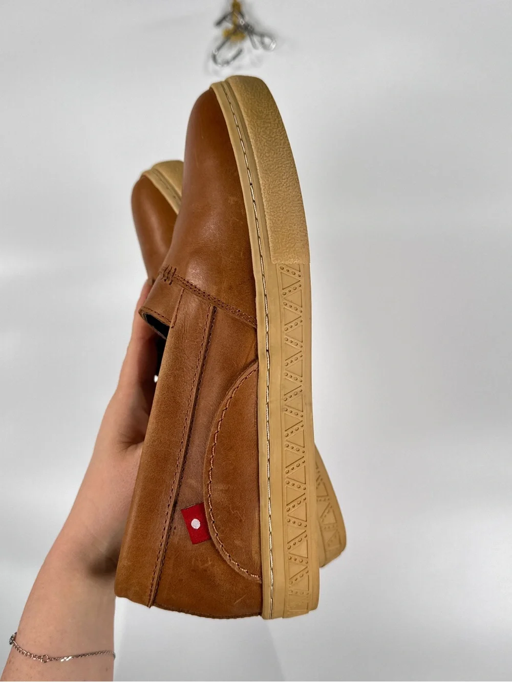 Oliberte Slip On Loafers Elastic Gusset Pull Up Leather Brown EU 42